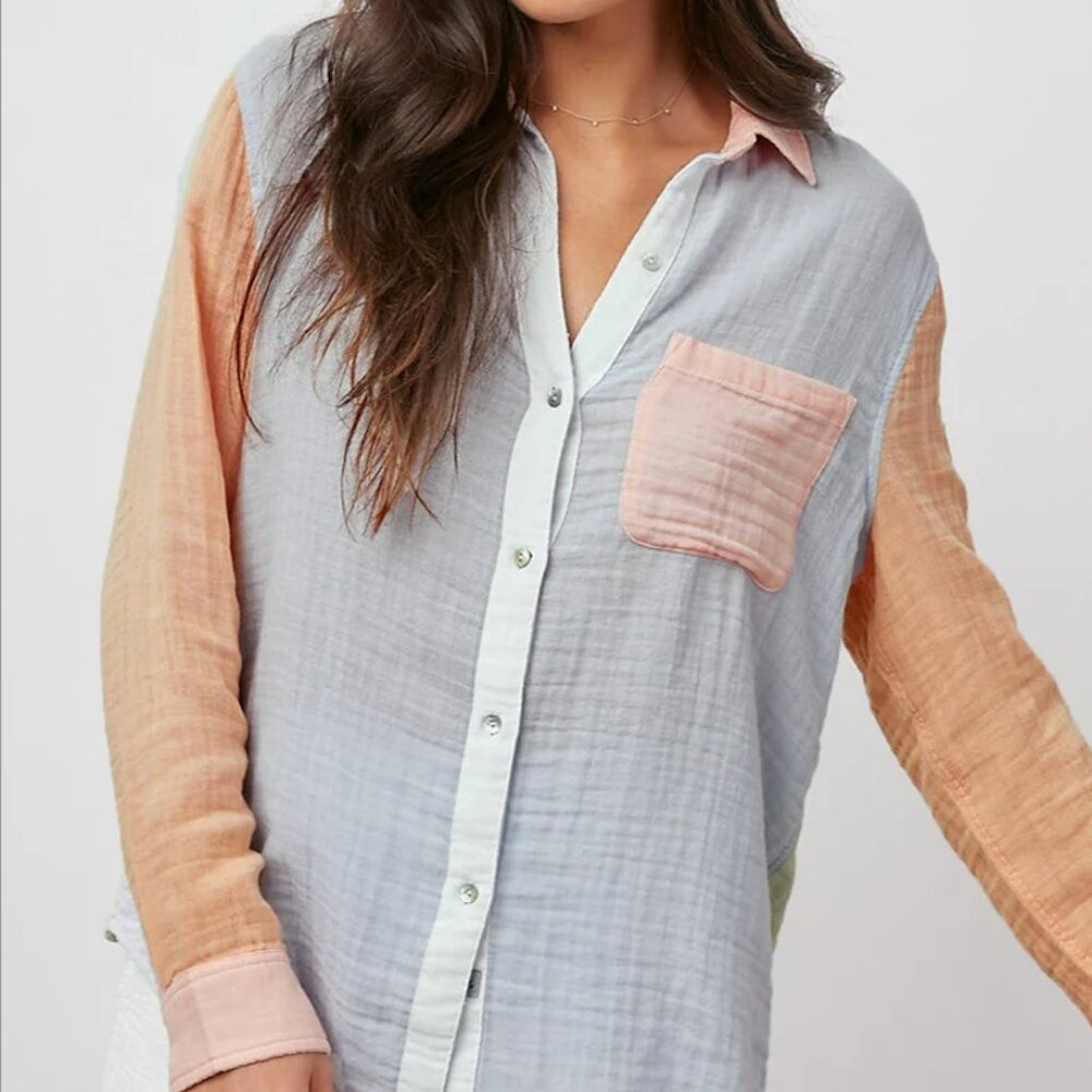 Rails Ellis Shirt In Bermuda Color Block Size M - image 8